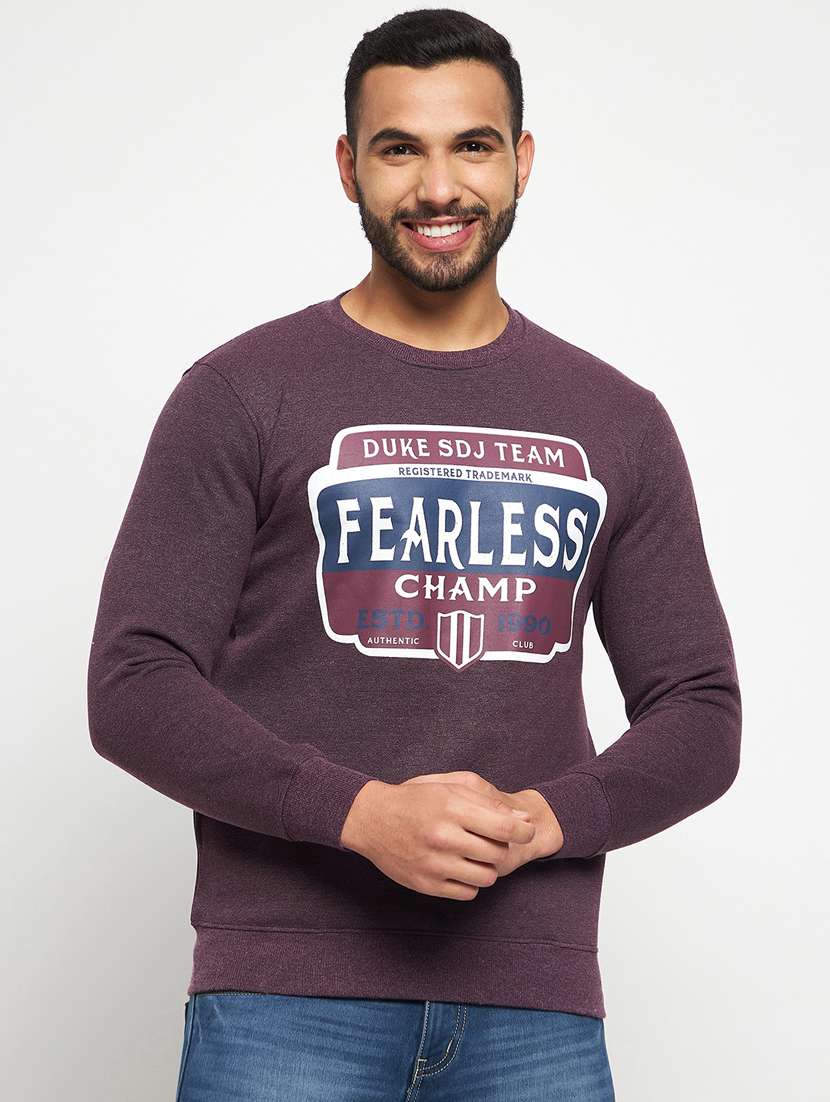  cotton blend chest print sweatshirt