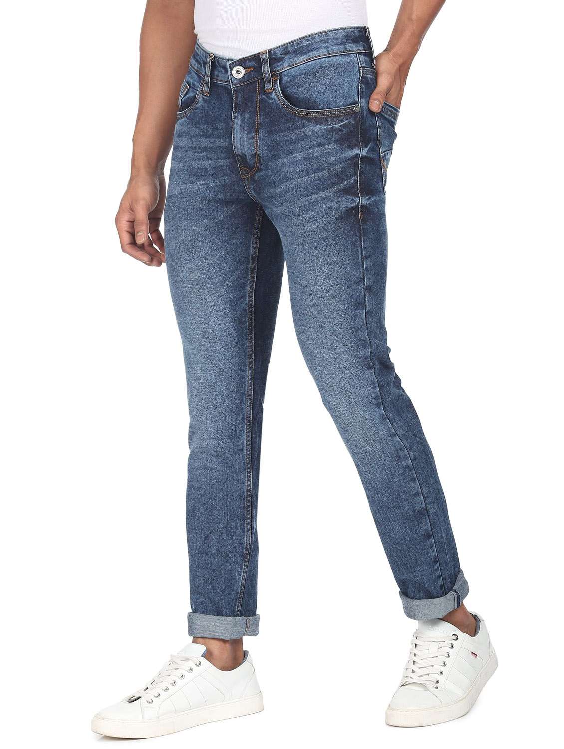 Mens Slim Fit Plain Jeans - 19132031 -  Standard Image - 2