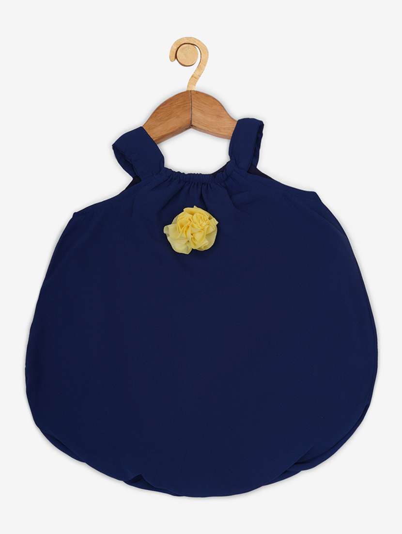 kids girls navy blue solid romper