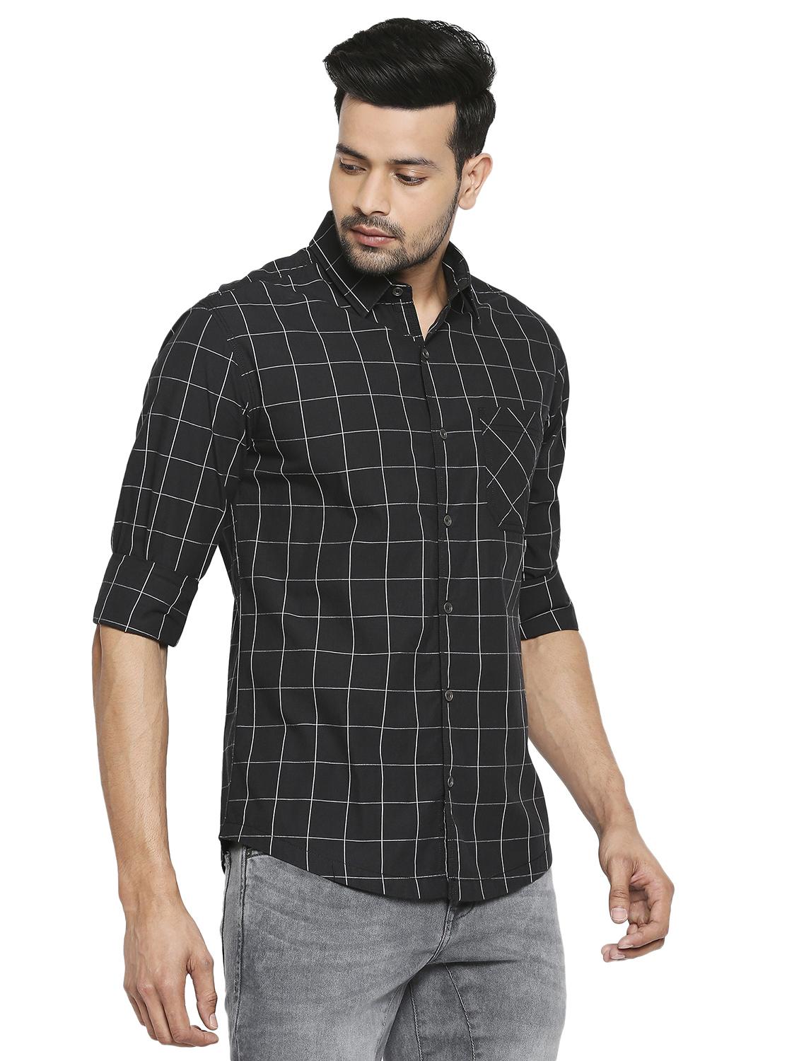 black checkered casual shirt - 19137478 - Standard Image - 2