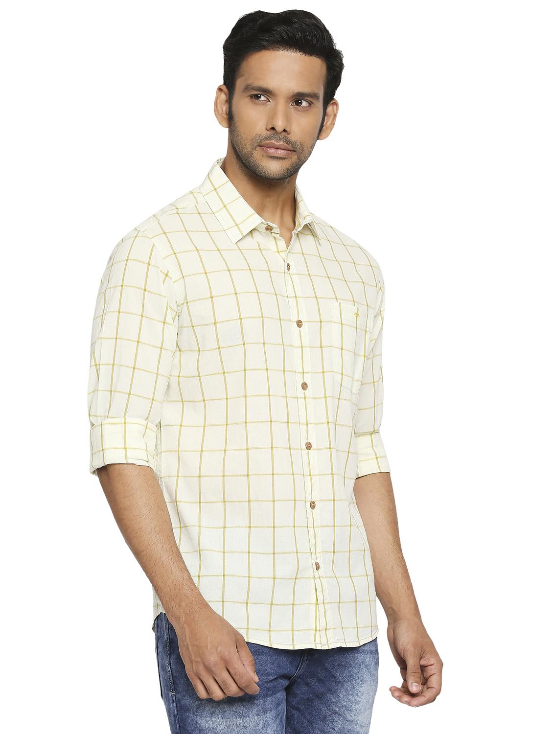 yellow checkered casual shirt - 19137483 - Standard Image - 2