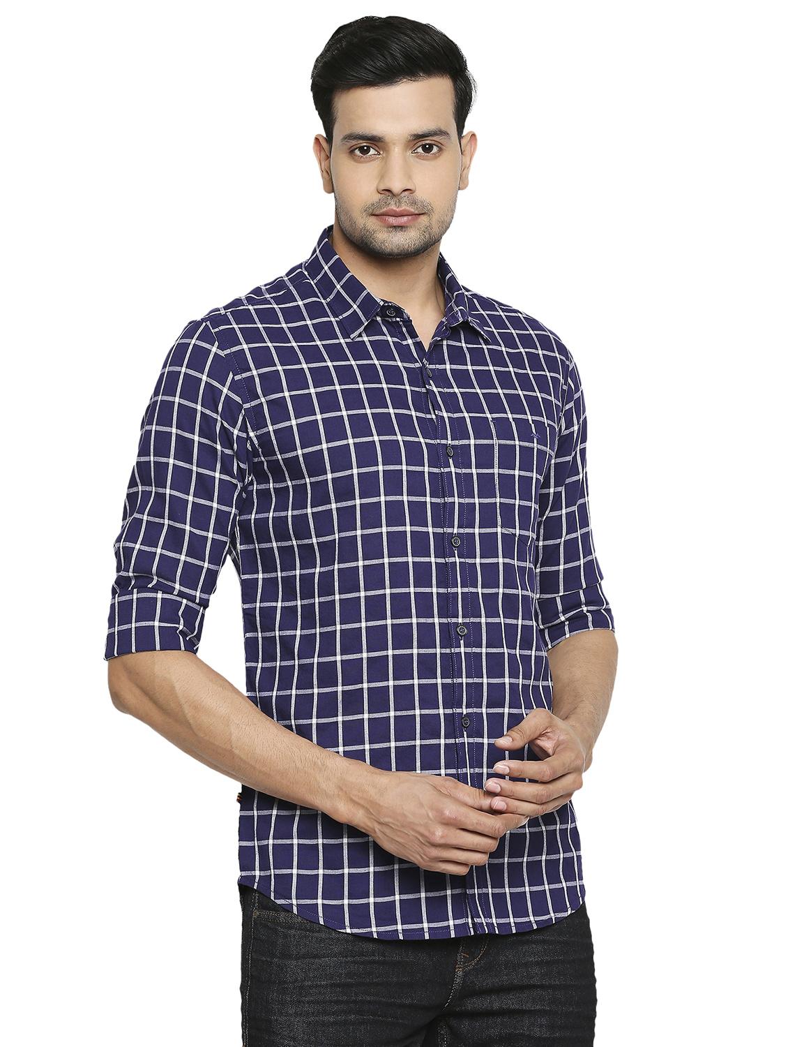 blue checkered casual shirt - 19137485 - Standard Image - 2