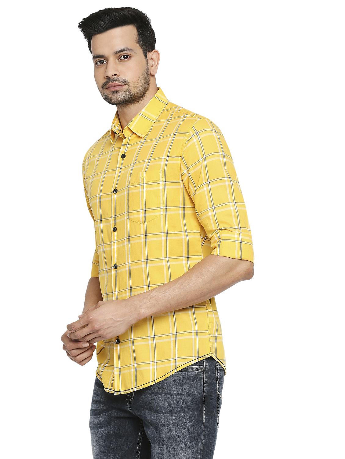yellow checkered casual shirt - 19137486 - Standard Image - 2