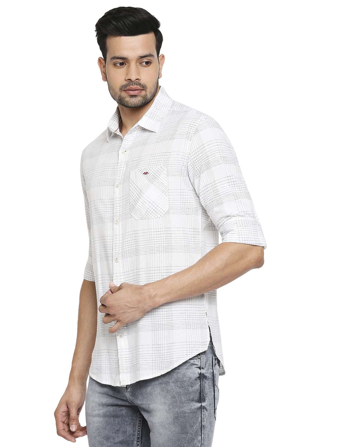 white checkered casual shirt - 19137493 -  Standard Image - 2