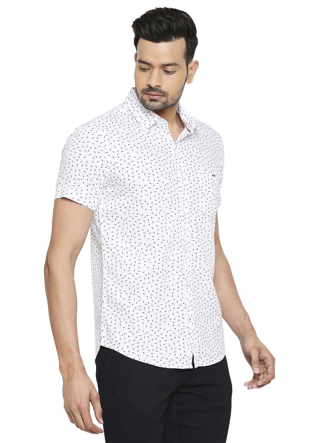 white printed casual shirt - 19137505 - Standard Image - 2