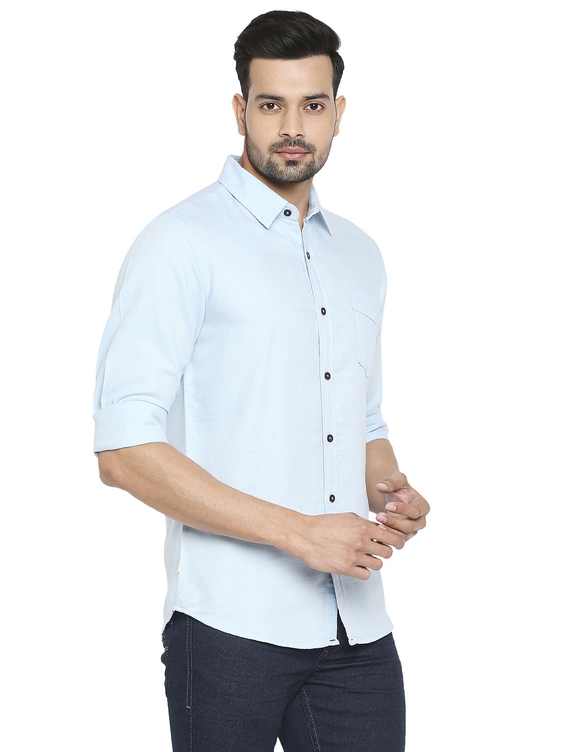 blue solid casual shirt - 19137543 - Standard Image - 2