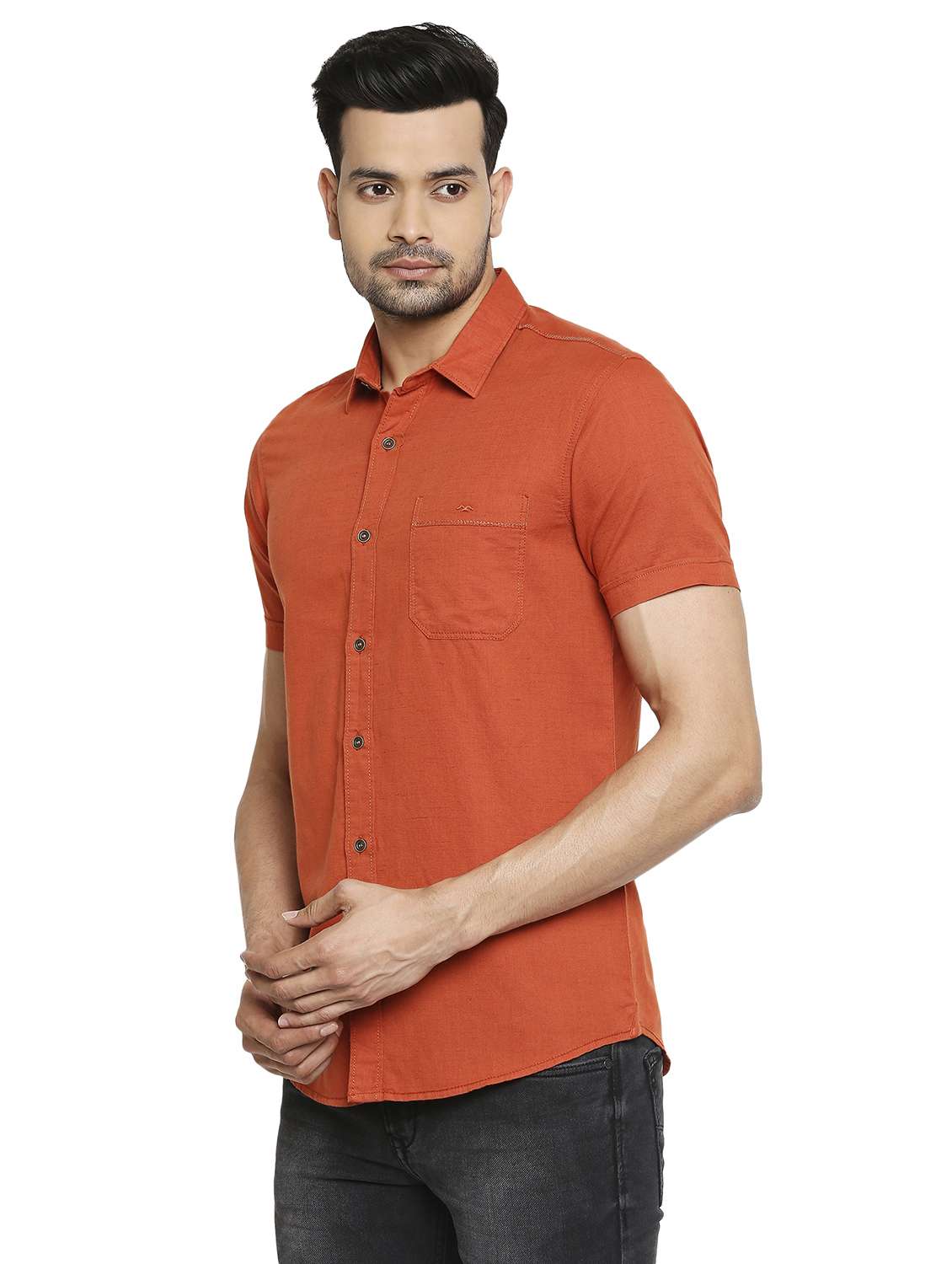 red solid casual shirt - 19137548 -  Standard Image - 2