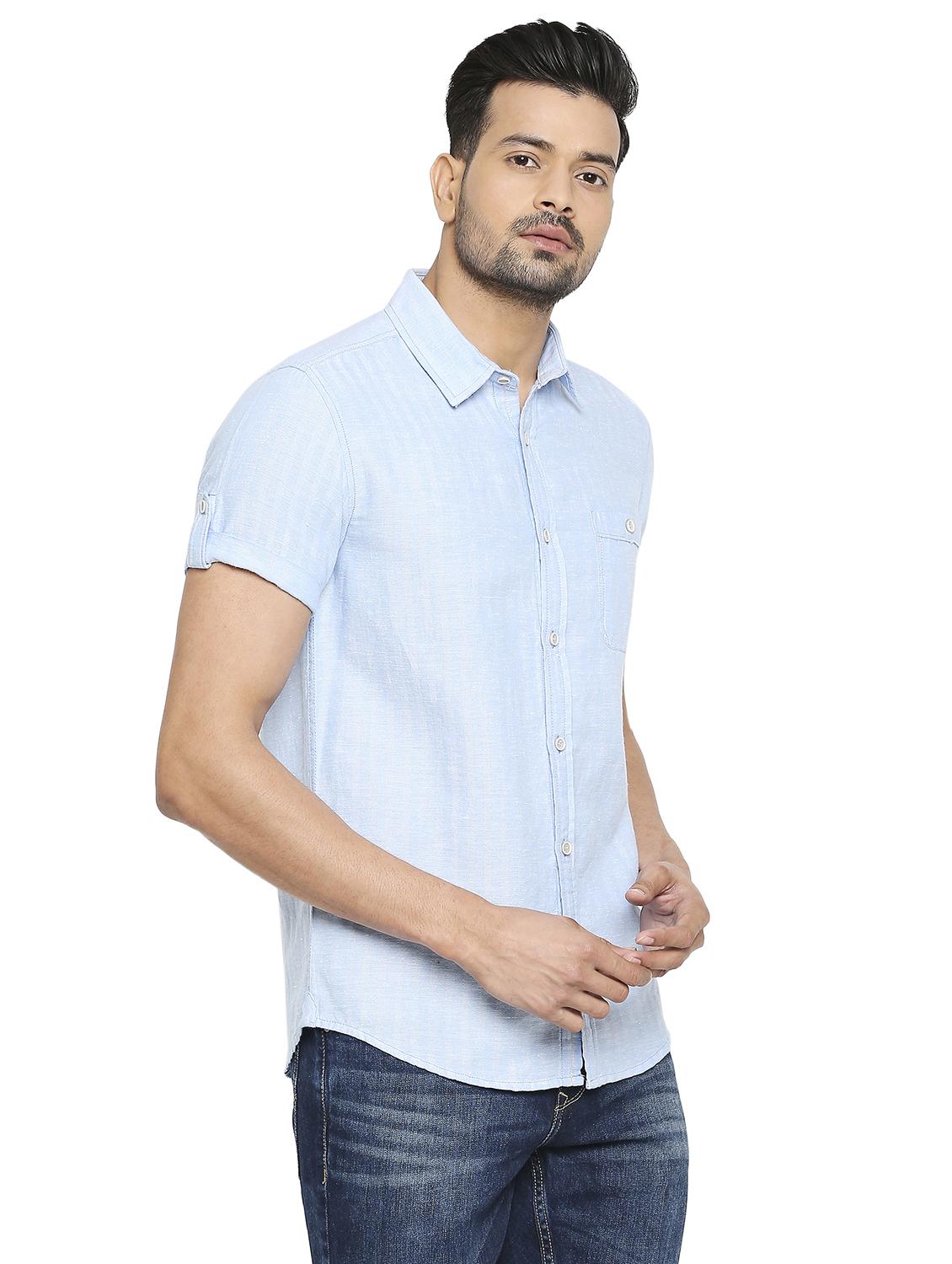 blue solid casual shirt - 19137557 - Standard Image - 2