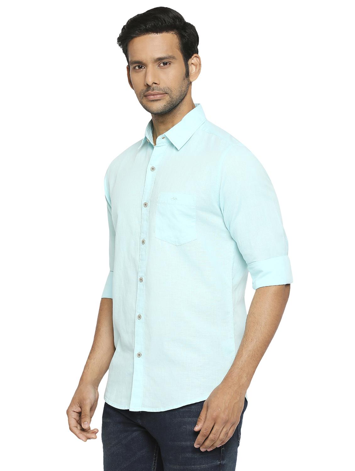 blue solid casual shirt - 19137559 - Standard Image - 2