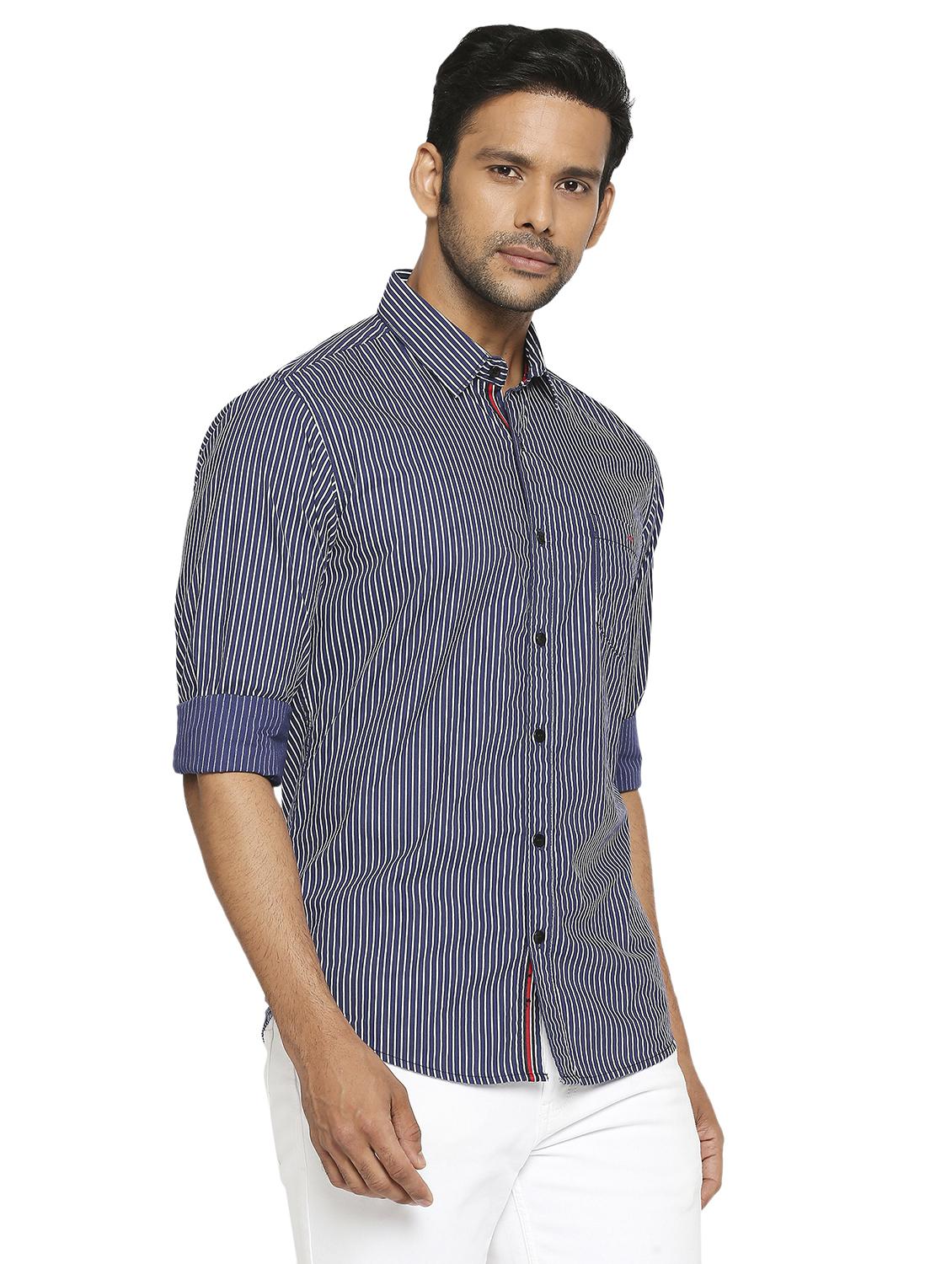blue striped casual shirt - 19137563 - Standard Image - 2