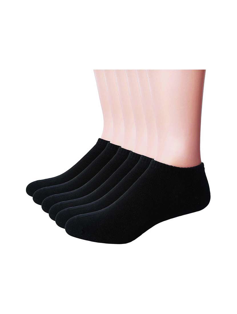 pack of 6 black cotton ankle length sock