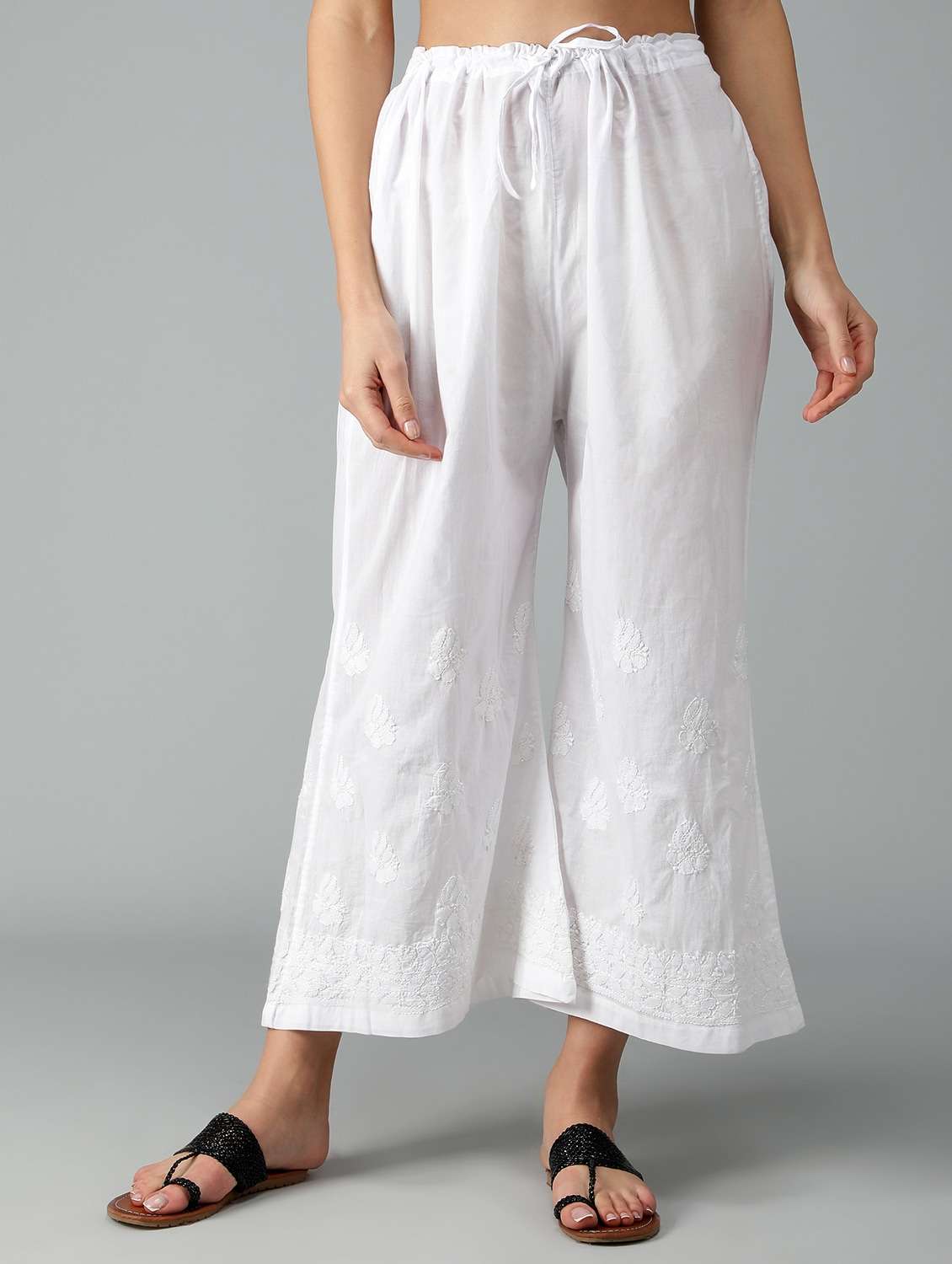 white solid flared palazzo