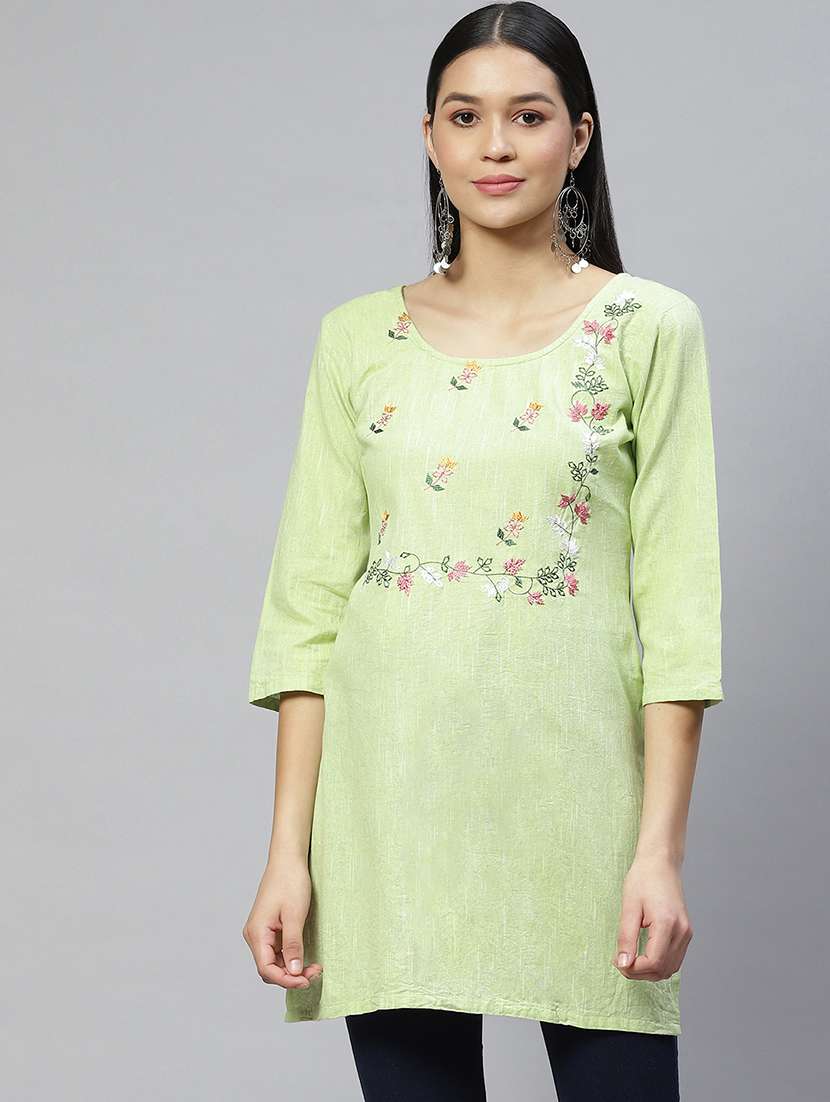 green printed a-line tunic
