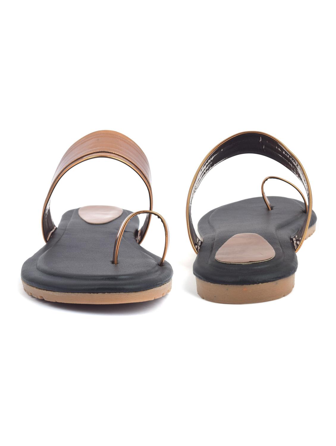 copper colored slip on flat sandal - 19138648 - Standard Image - 2