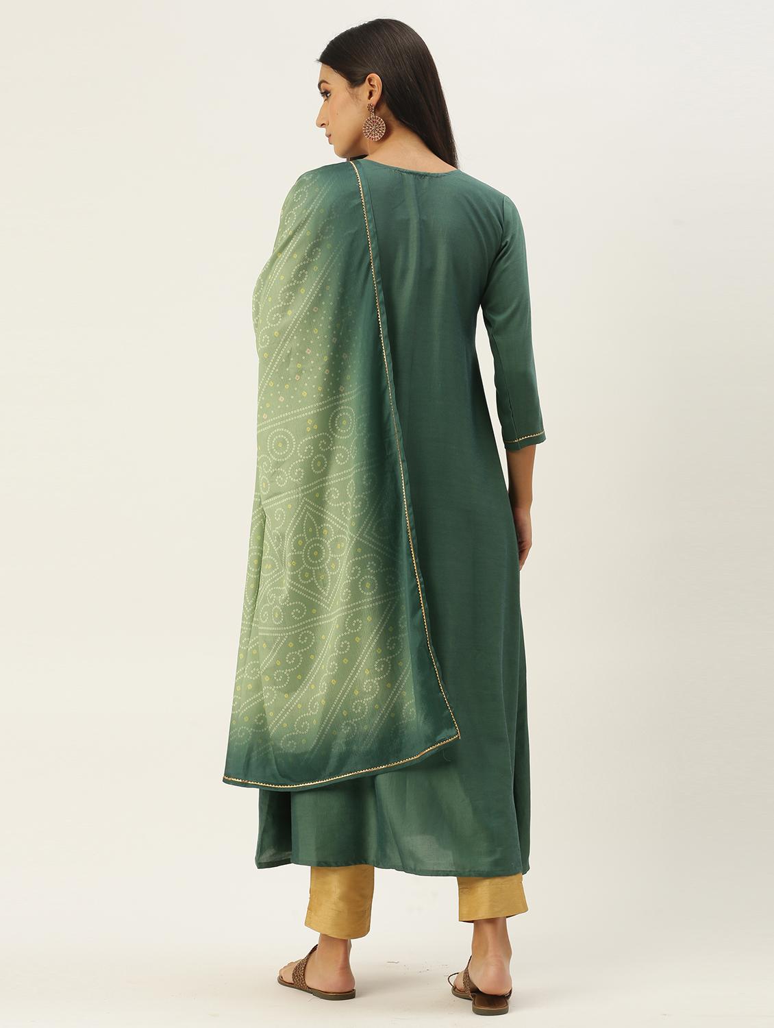 teal kurta pant set with dupatta - 19141254 - Standard Image - 2