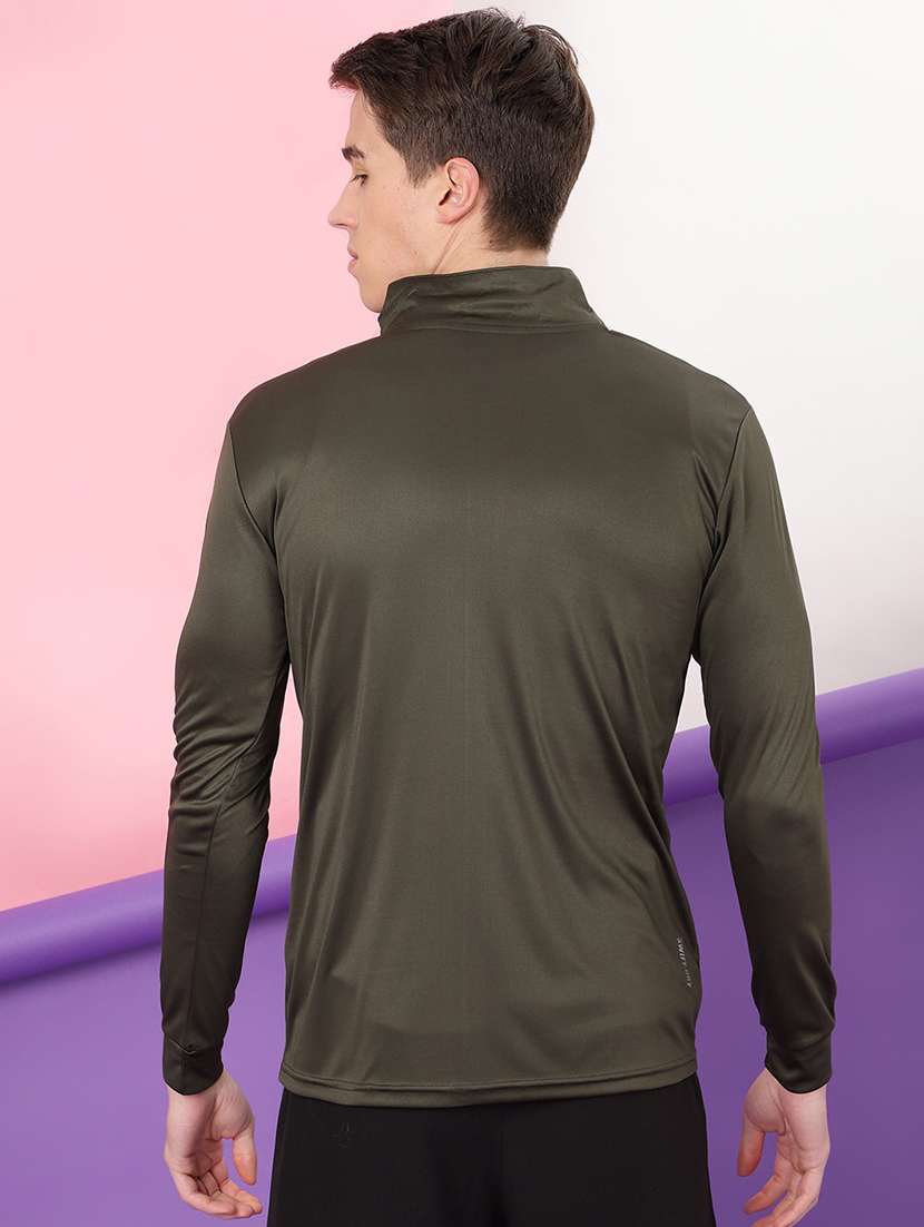 olive green solid casual jacket - 19142357 -  Standard Image - 2