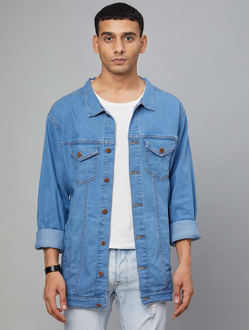 blue washed denim jacket