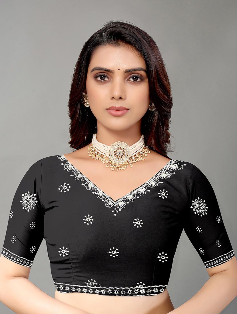 black georgette embroidered saree - 19142483 - Standard Image - 2