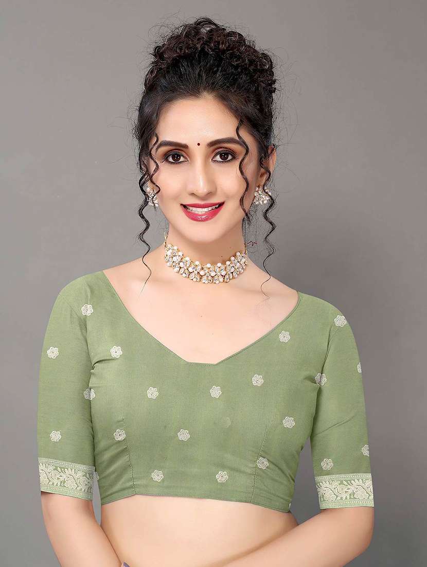 light green georgette embroidered saree with blouse - 19142490 -  Standard Image - 2