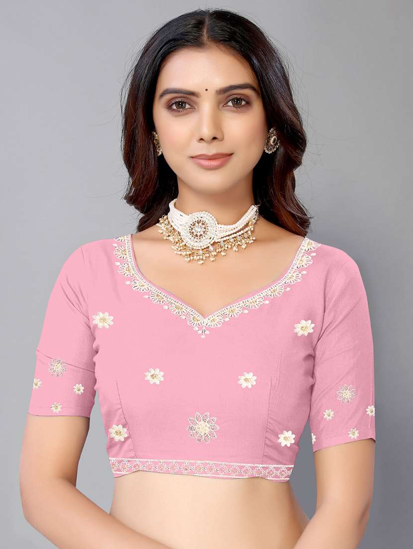 pink georgette embroidered saree with blouse - 19142498 -  Standard Image - 2