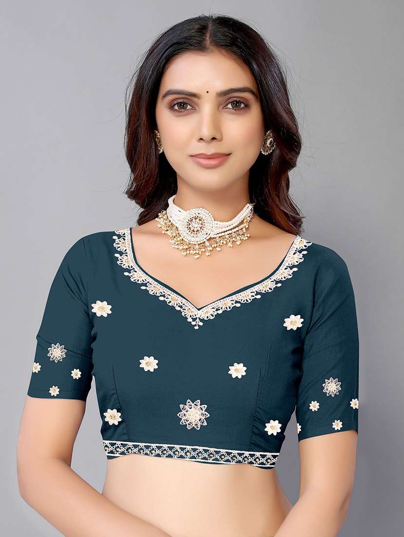 blue georgette embroidered saree with blouse - 19142499 -  Standard Image - 2