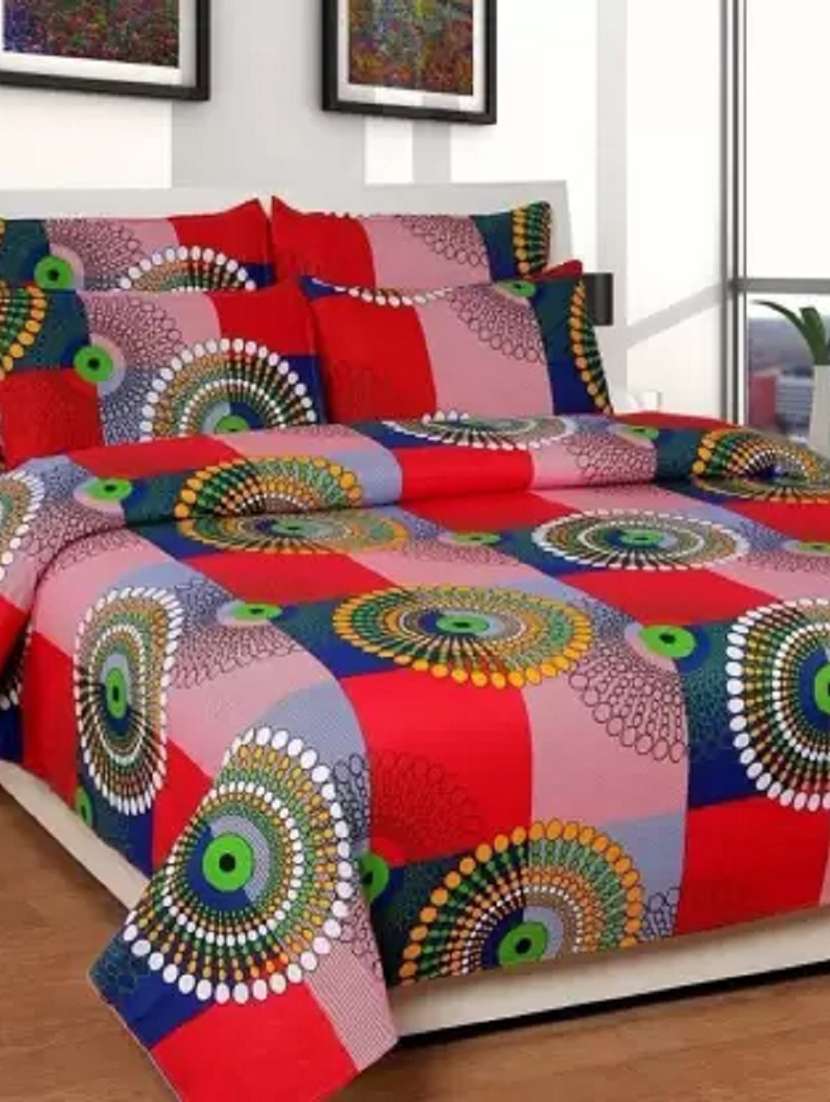 1 double bedsheet with 2 pillow covers