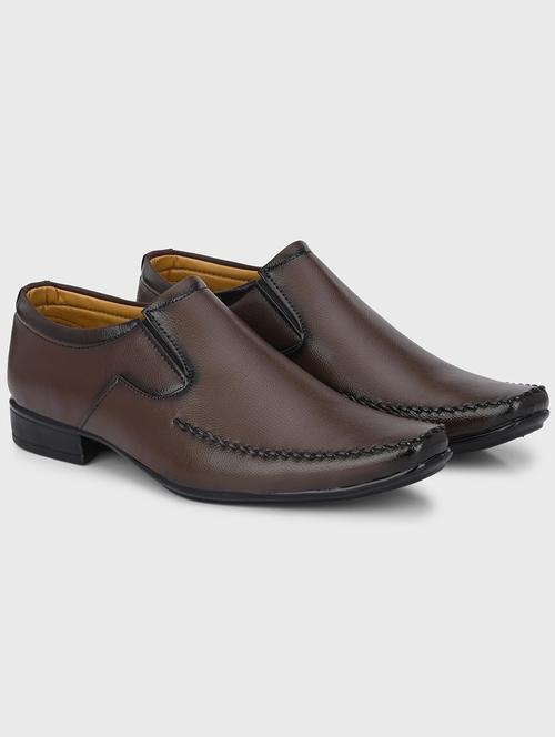 brown slip on formal shoes - 19142639 - Standard Image - 0