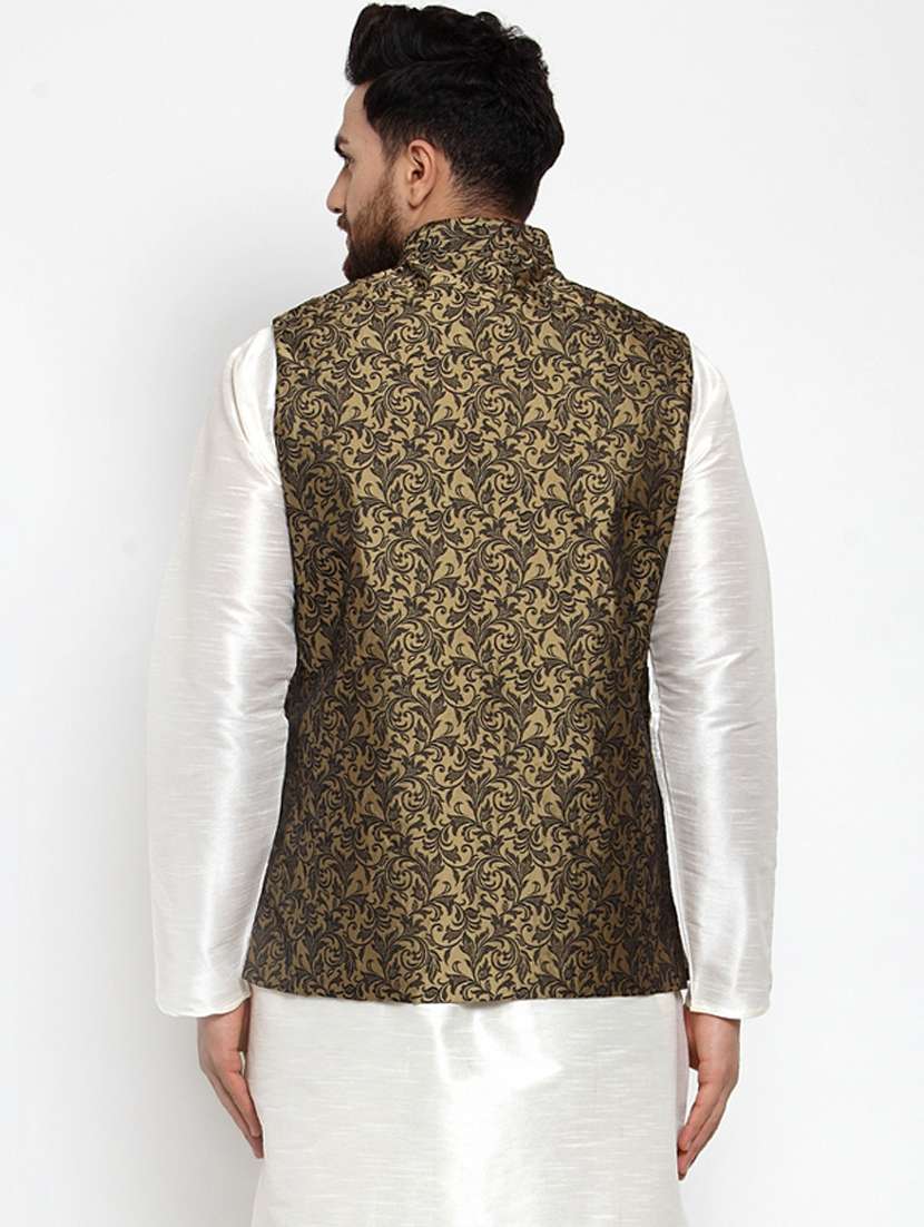mandarin neck self design nehru jacket - 19142890 -  Standard Image - 2