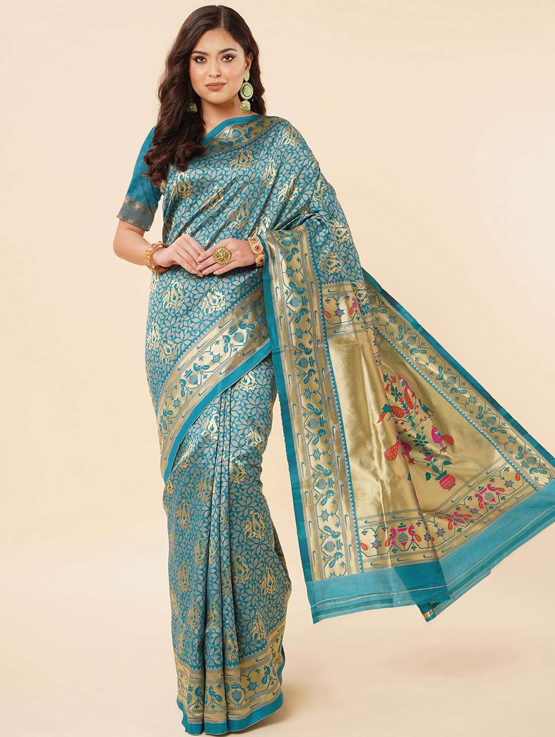 women's self design multi colored saree with blouse