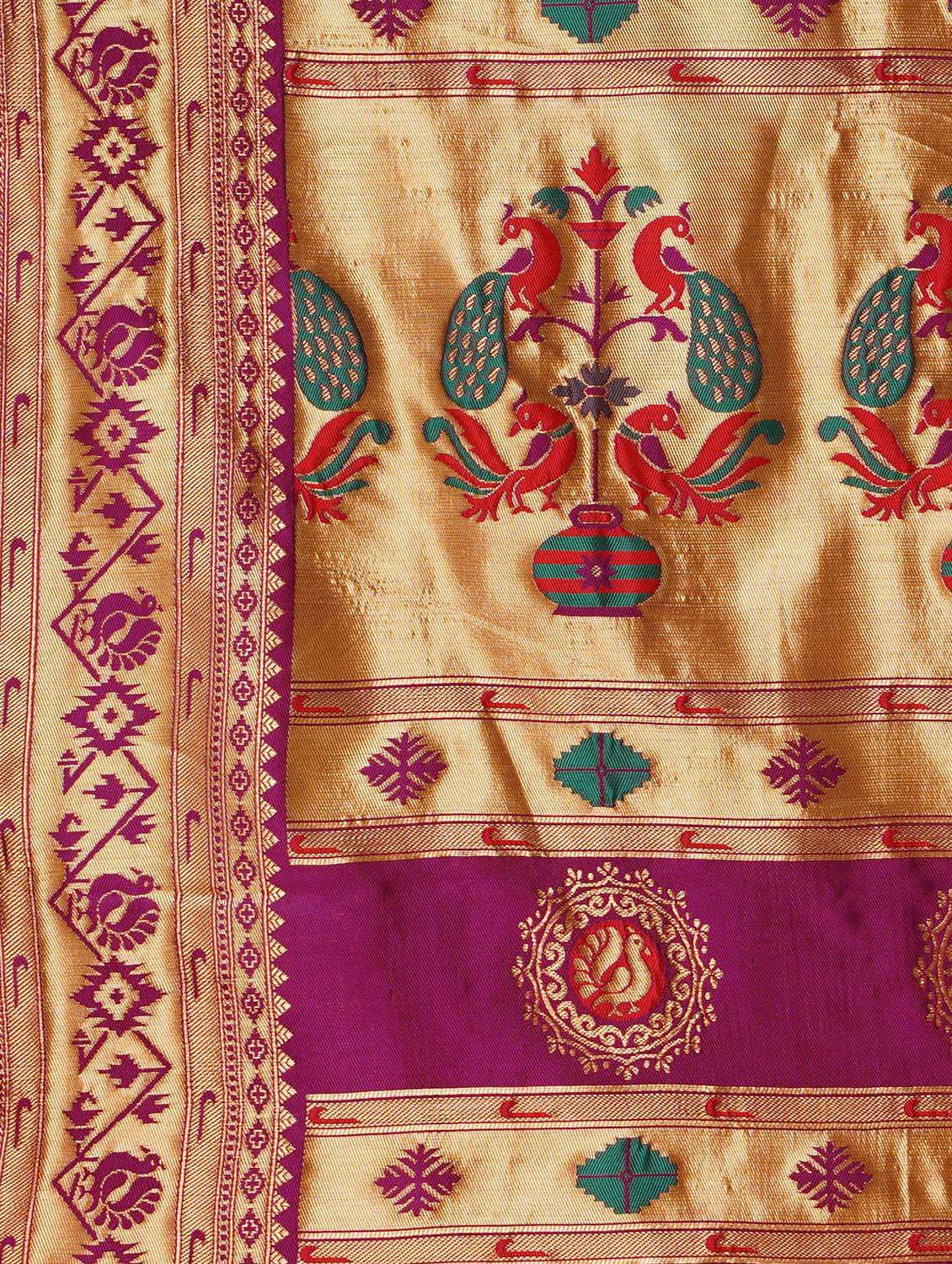Women's Self Design Purple Colored Saree With Blouse