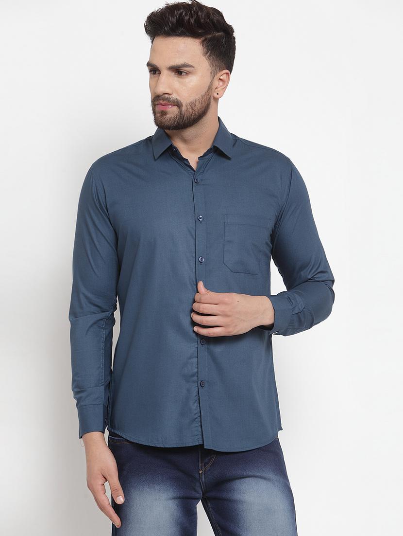 mens solid casual shirt - 19143201 - Zoom Image - 0