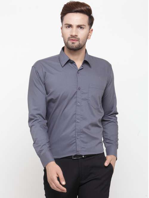 men green solid regular fit collared formal shirt - 19144066 -  Standard Image - 0