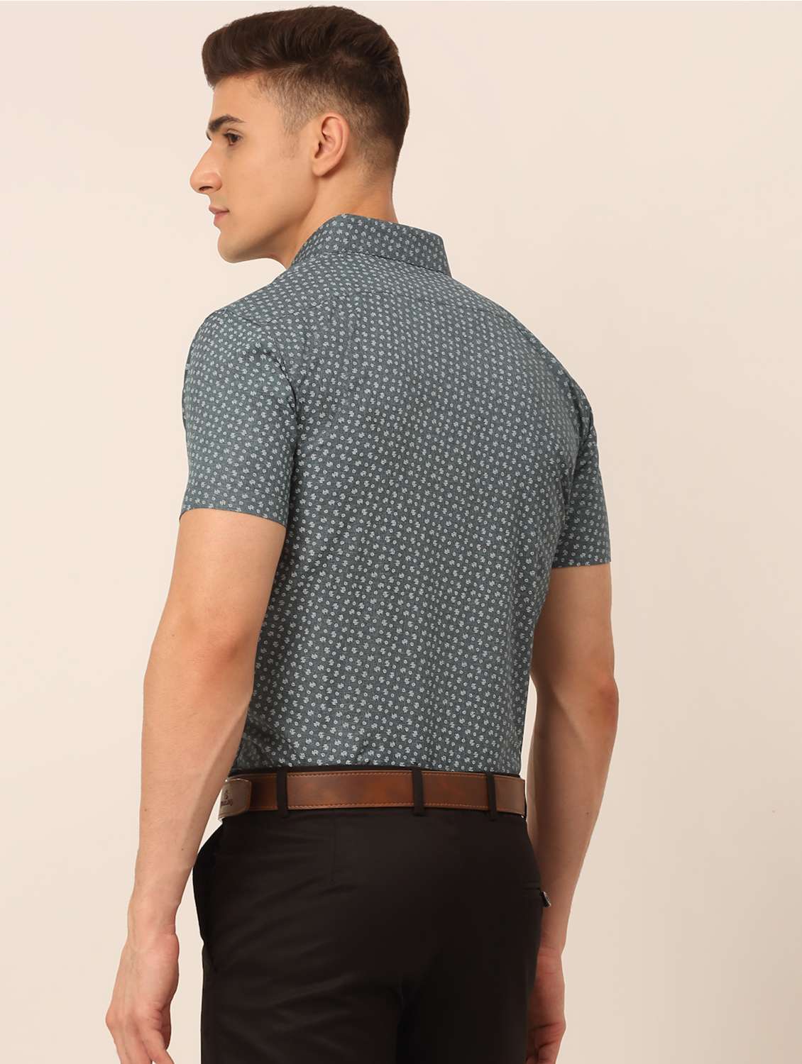 mens micro print formal shirt - 19144515 - Standard Image - 2