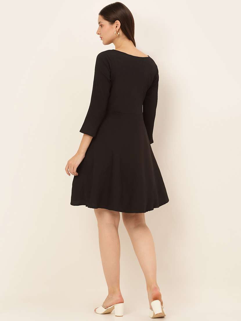 women's fit & flare solid dress - 19145027 -  Standard Image - 2