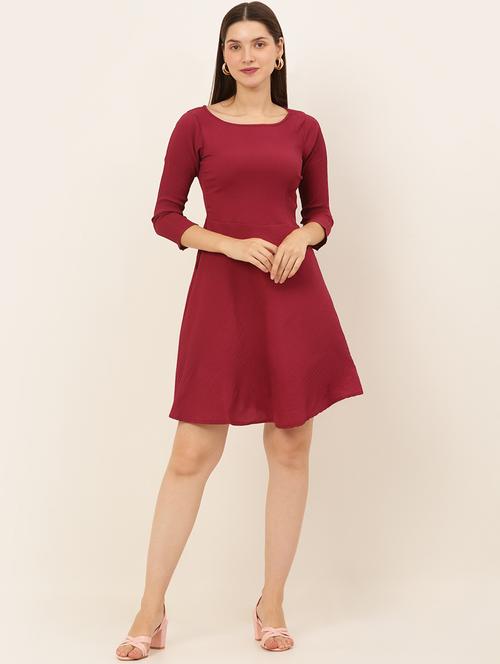 women's fit & flare solid dress - 19145029 - Standard Image - 0