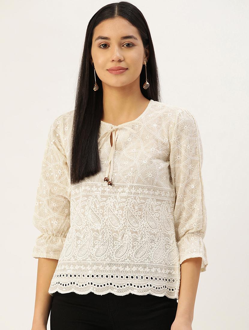 women's straight tie-up neck top - 19145309 -  Zoom Image - 0