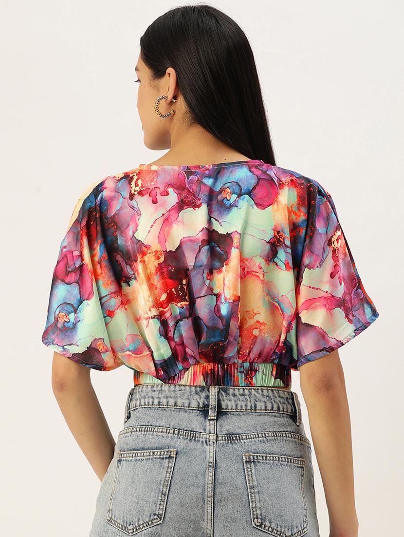 women's crop overlap neck top - 19145310 - Standard Image - 2