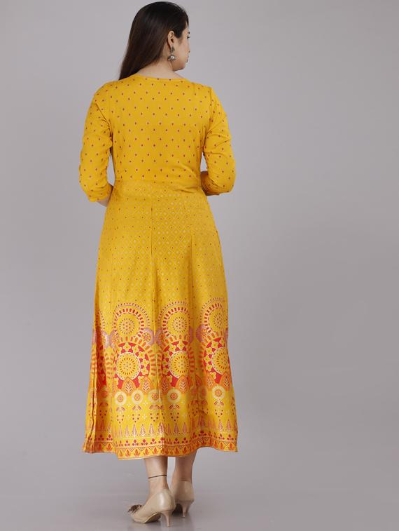yellow printed straight kurta - 19145480 - Standard Image - 2