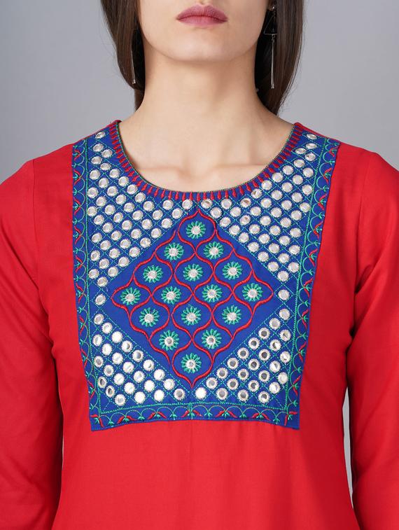 multi colored embroidered straight kurta - 19145496 - Standard Image - 2