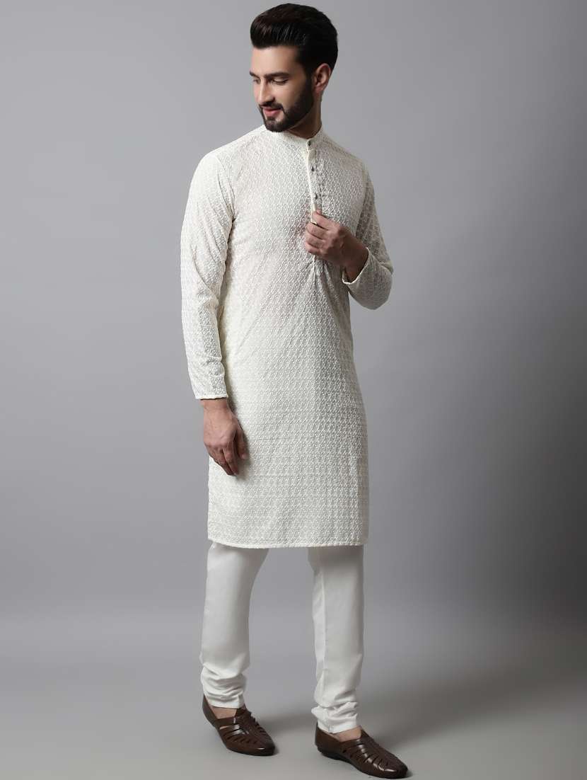 men's embroidered cotton kurta pajama sets  - 19145887 -  Standard Image - 2