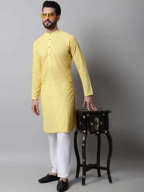 men's embroidered cotton kurta pajama sets  - 19145893 -  Standard Image - 0