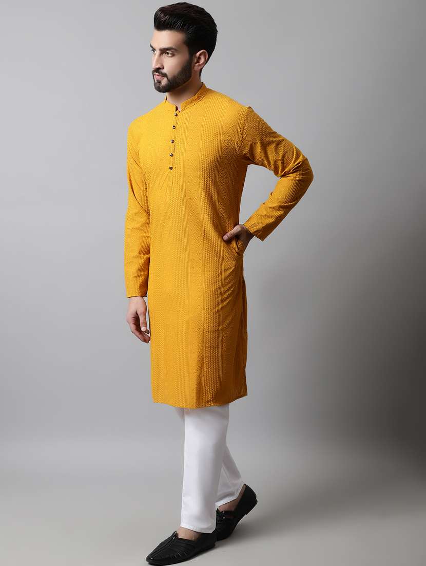 men's embroidered cotton kurta pajama sets - 19145896 - Standard Image - 2