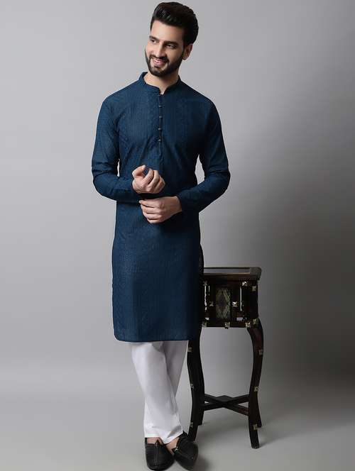 men's embroidered cotton kurta pajama sets 