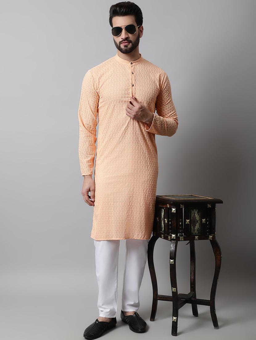 men's embroidered cotton kurta pajama sets - 19145911 - Standard Image - 2