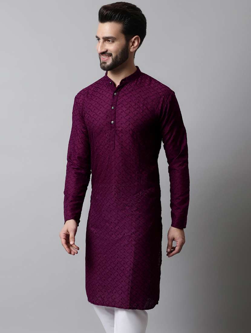 men's embroidered cotton kurta pajama sets 