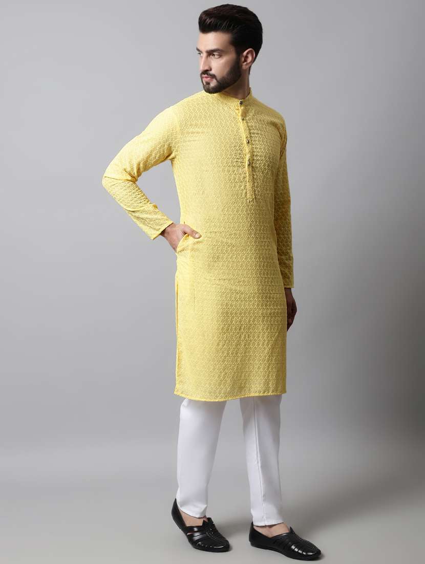 men's embroidered cotton kurta pajama sets  - 19145915 -  Standard Image - 2