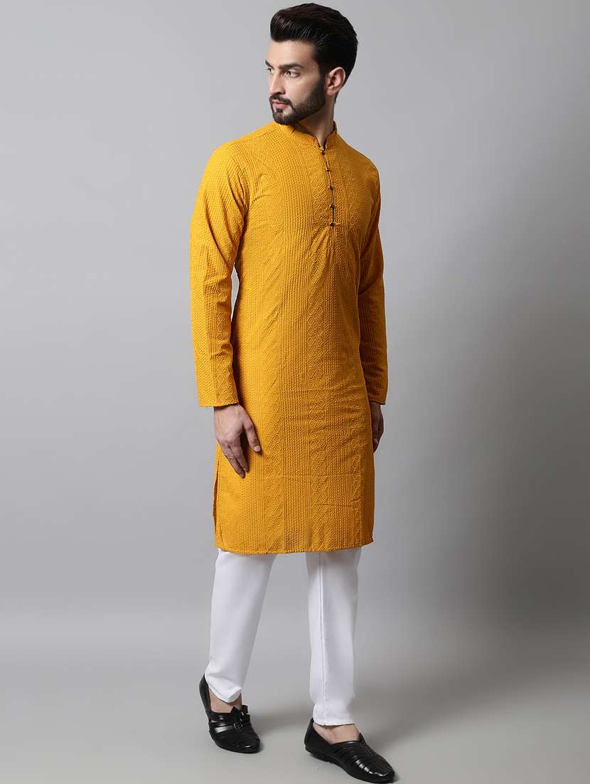 men's embroidered cotton kurta pajama sets  - 19145918 -  Standard Image - 2