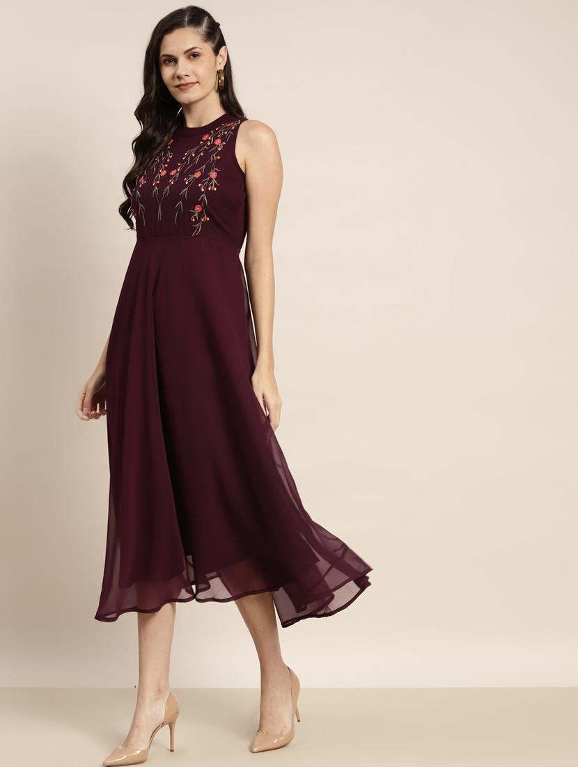 embroidered a-line ethnic dress - 19145927 - Standard Image - 2