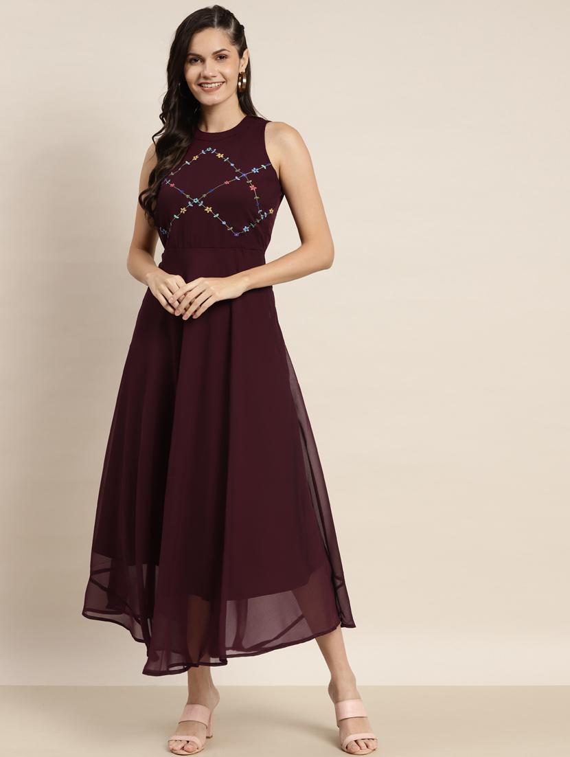 embroidered a-line ethnic dress - 19145929 - Standard Image - 2