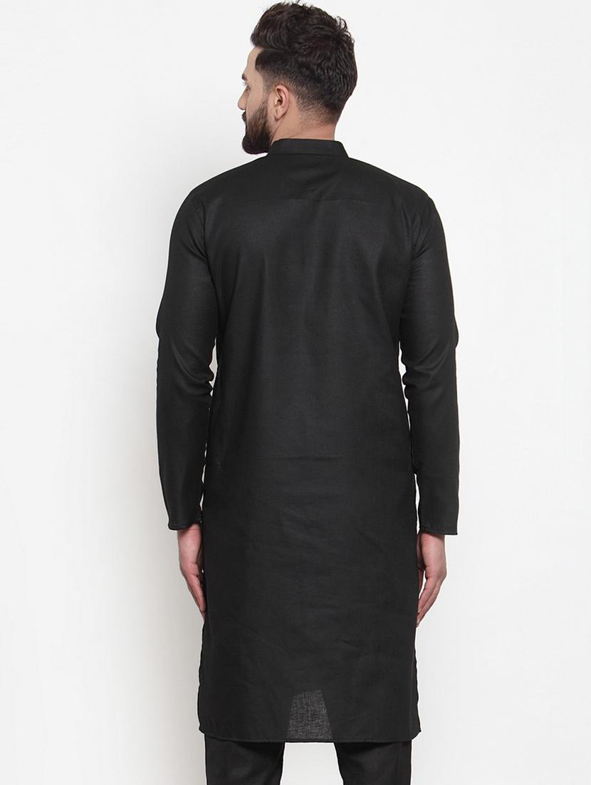 black mandarin collar kurta - 19147552 - Standard Image - 2